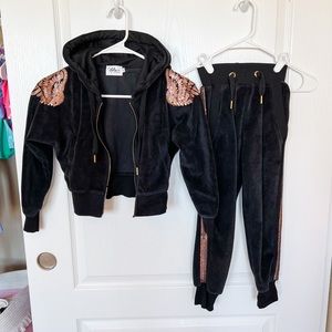Lola and The Boys Angel Wing Velour Set size 6